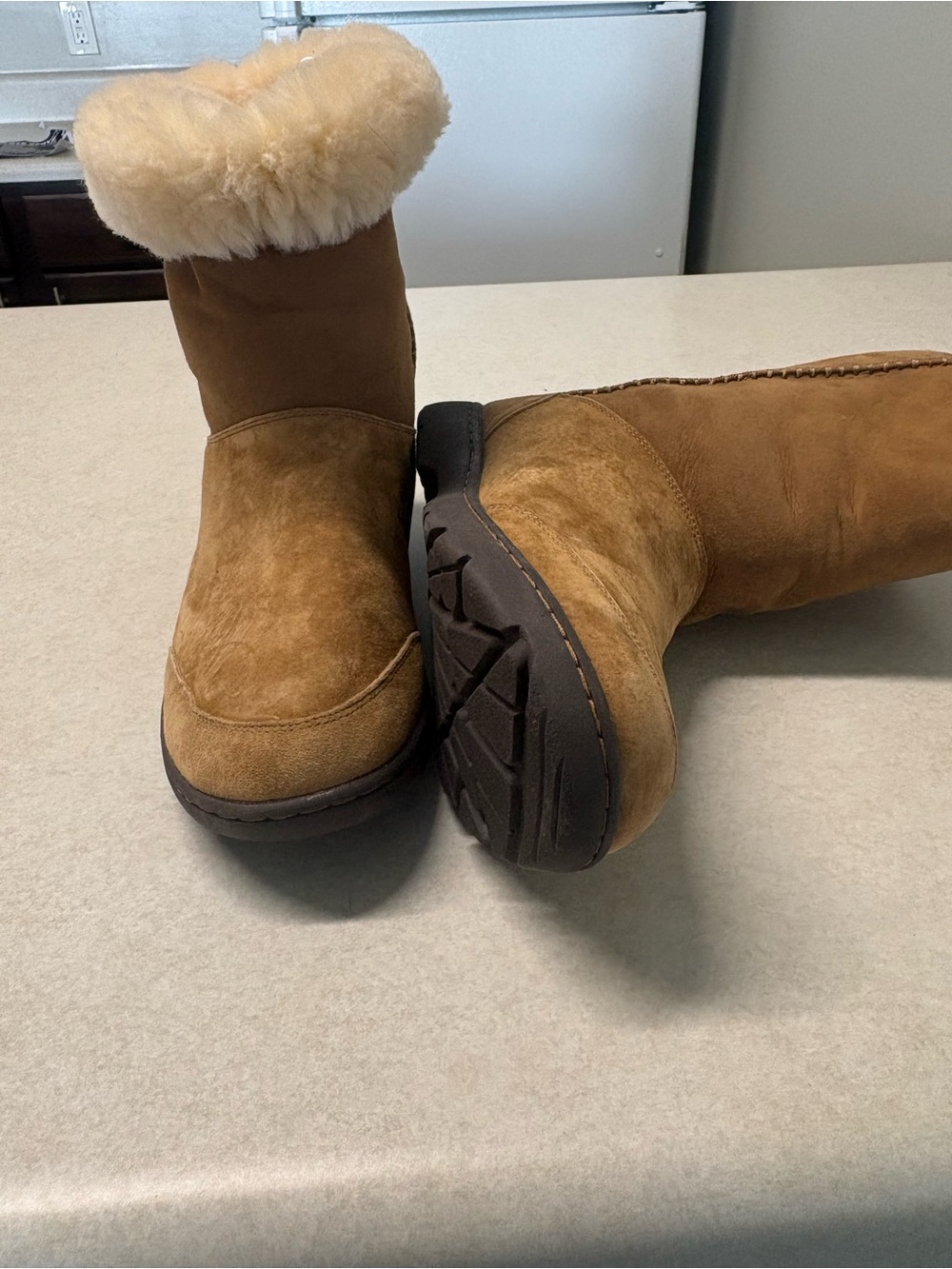 UGG Chestnut Suede Shearling Cuff Winter Boots